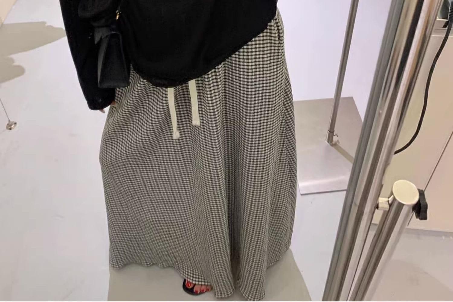 대나무 마디 리브 V넥 긴팔 자외선 차단 블라우스 외부 가져 가라. 셔츠 Tulle 맨위 상세 이미지 18