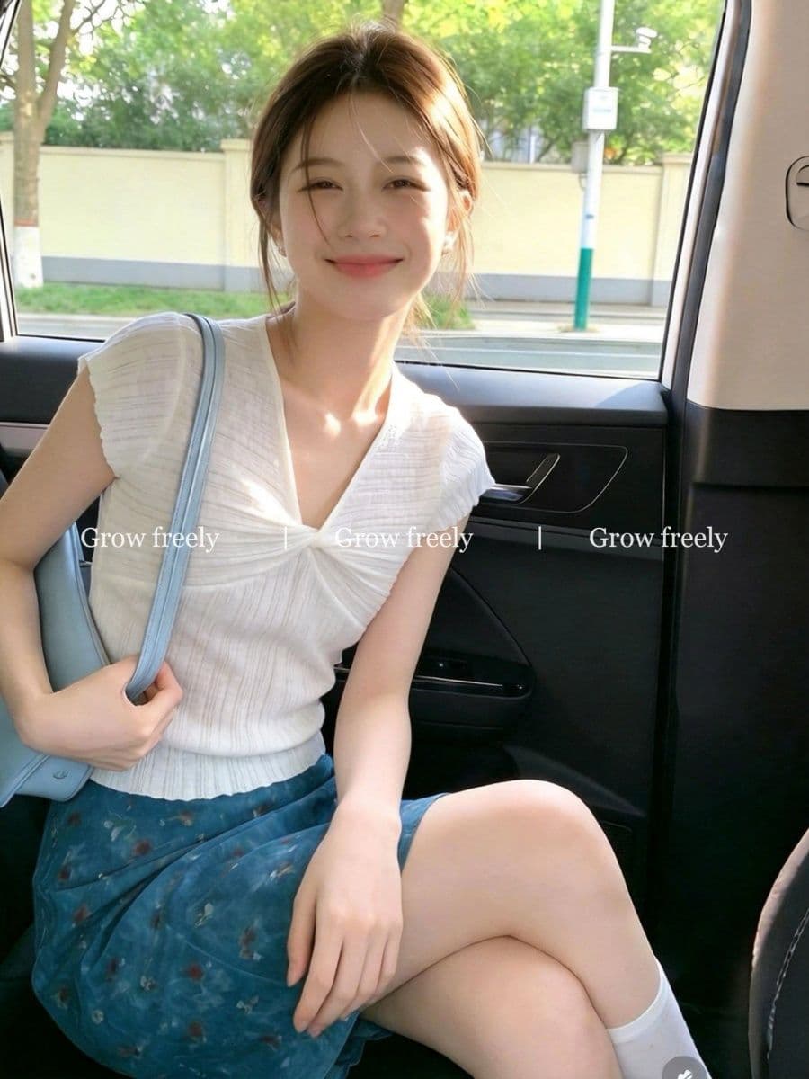 한국 스타일 출퇴근 V넥 비틀림 화이트 니트 스웨터 여름 얇은 스타일 다용도 슬림해 보이는 맨위 여성 상세 이미지 5