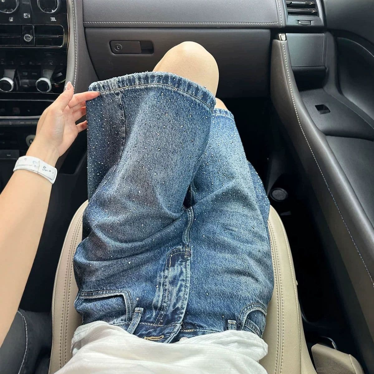 아메리칸 찢어진 부분 거친 가장자리 7 점 청바지 여성 여름 넓은 다리 디자인 센스 8 점 바지 스트레이트 벽오동 짧은 바지 이미지 3