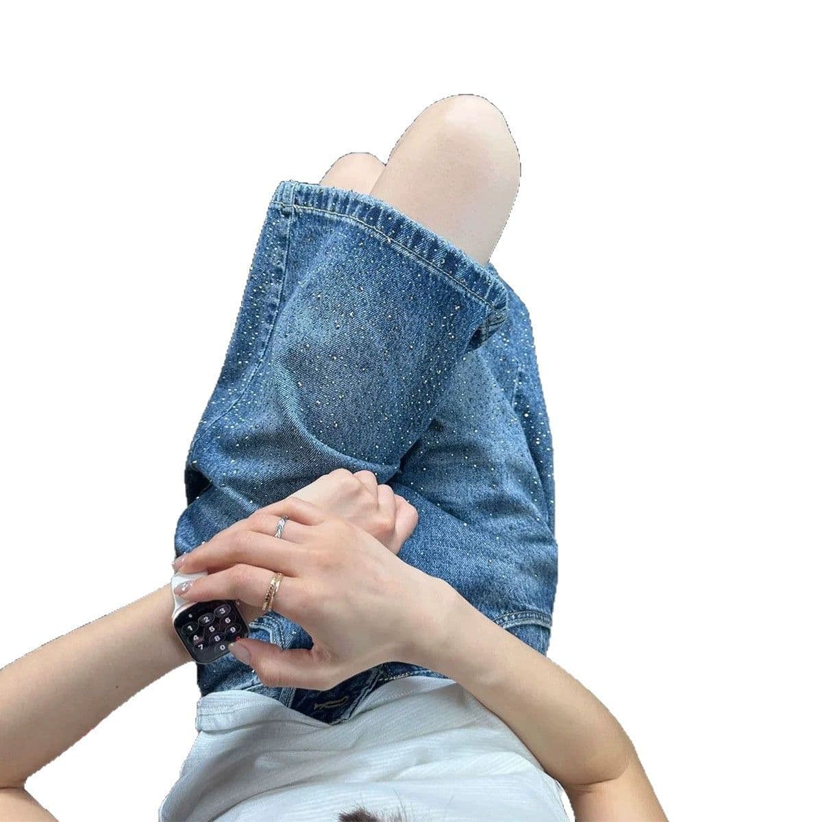 아메리칸 찢어진 부분 거친 가장자리 7 점 청바지 여성 여름 넓은 다리 디자인 센스 8 점 바지 스트레이트 벽오동 짧은 바지 이미지 5