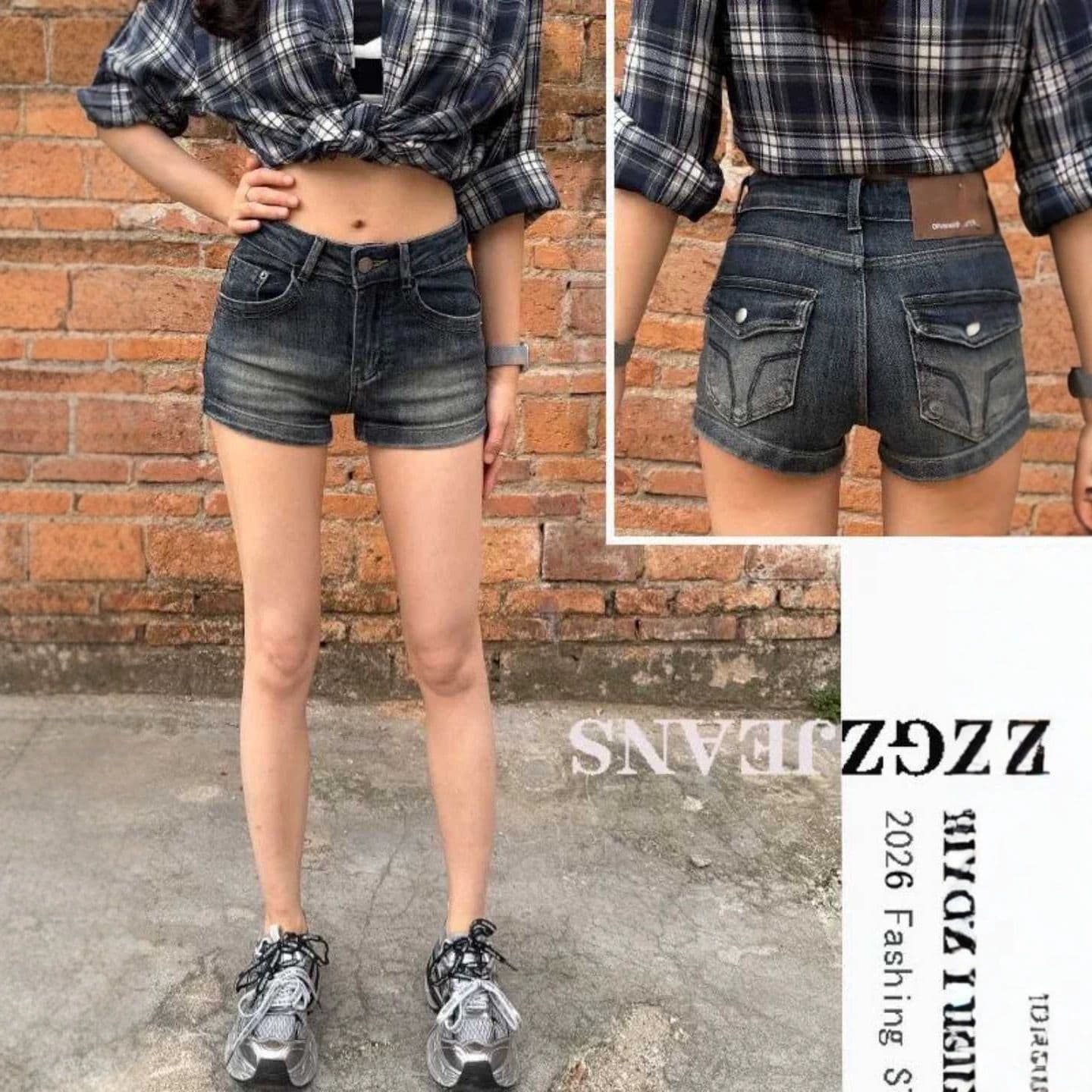 아메리칸 높음 거리 마 오래된 데님 반바지 여성 디자인 센스 자수 로우 웨이스트 몸매 가꾸기 슬림해 보이는 신축성 스트레이트 넓은 다리 핫 바지 이미지 2