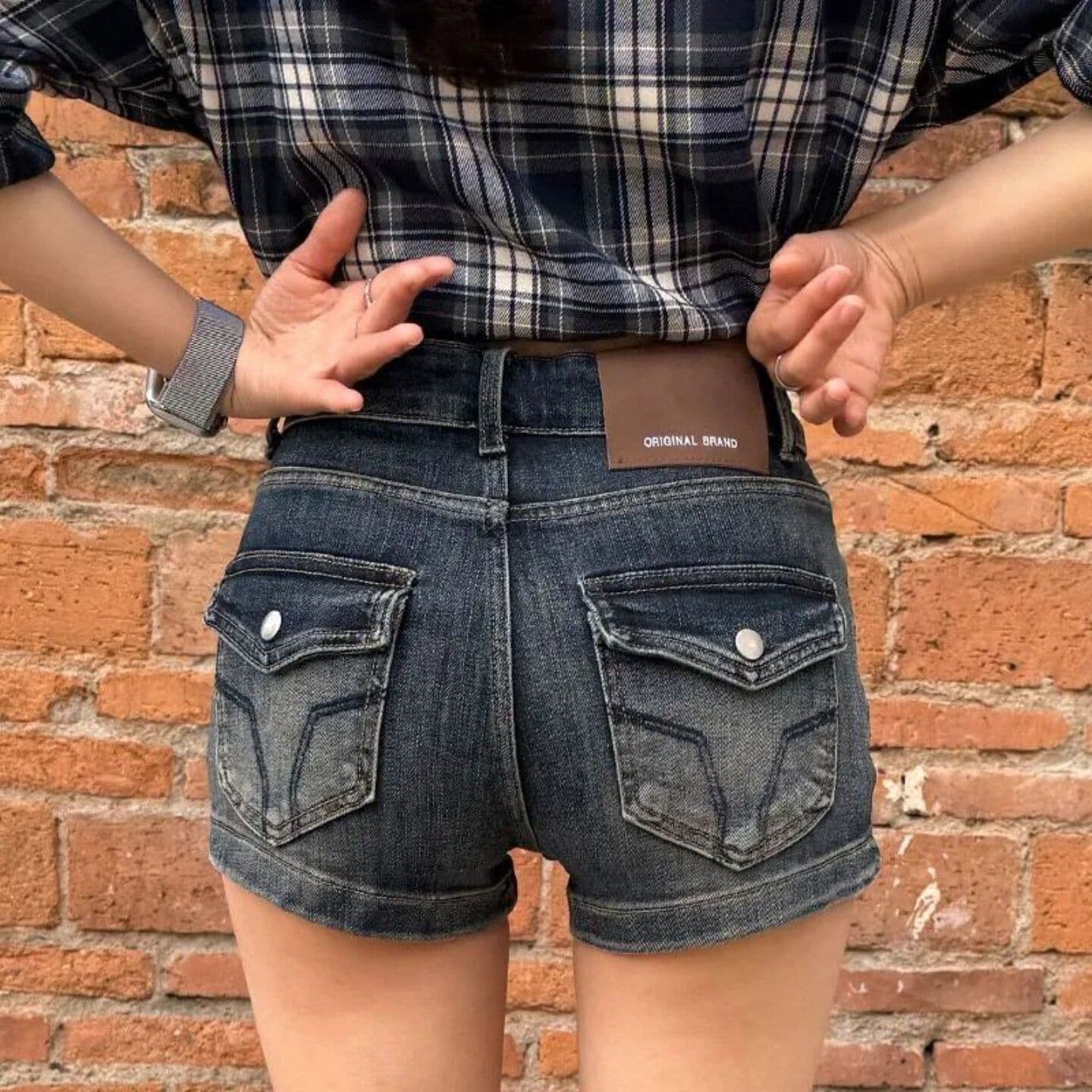 아메리칸 높음 거리 마 오래된 데님 반바지 여성 디자인 센스 자수 로우 웨이스트 몸매 가꾸기 슬림해 보이는 신축성 스트레이트 넓은 다리 핫 바지 상세 이미지 1