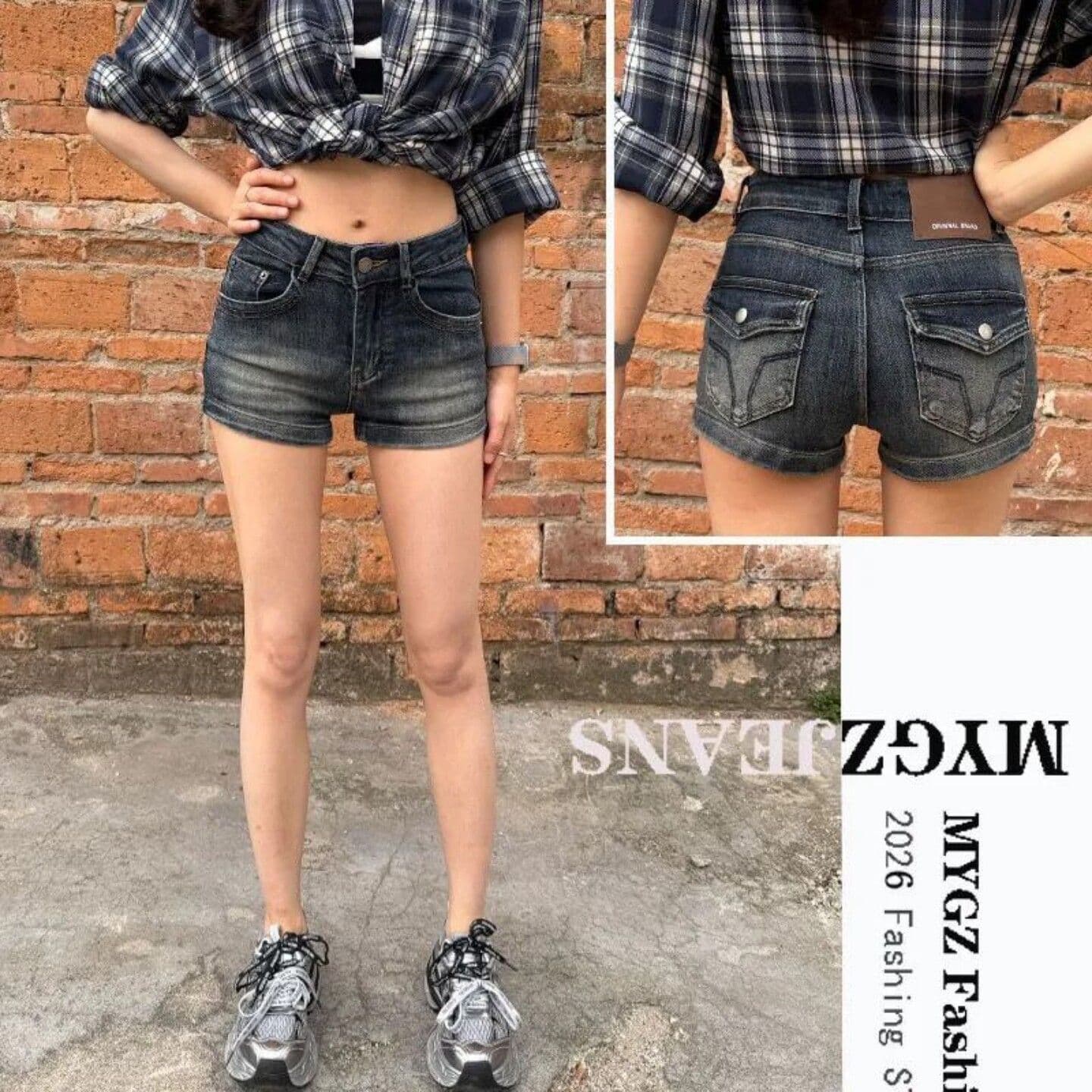 아메리칸 높음 거리 마 오래된 데님 반바지 여성 디자인 센스 자수 로우 웨이스트 몸매 가꾸기 슬림해 보이는 신축성 스트레이트 넓은 다리 핫 바지 상세 이미지 2