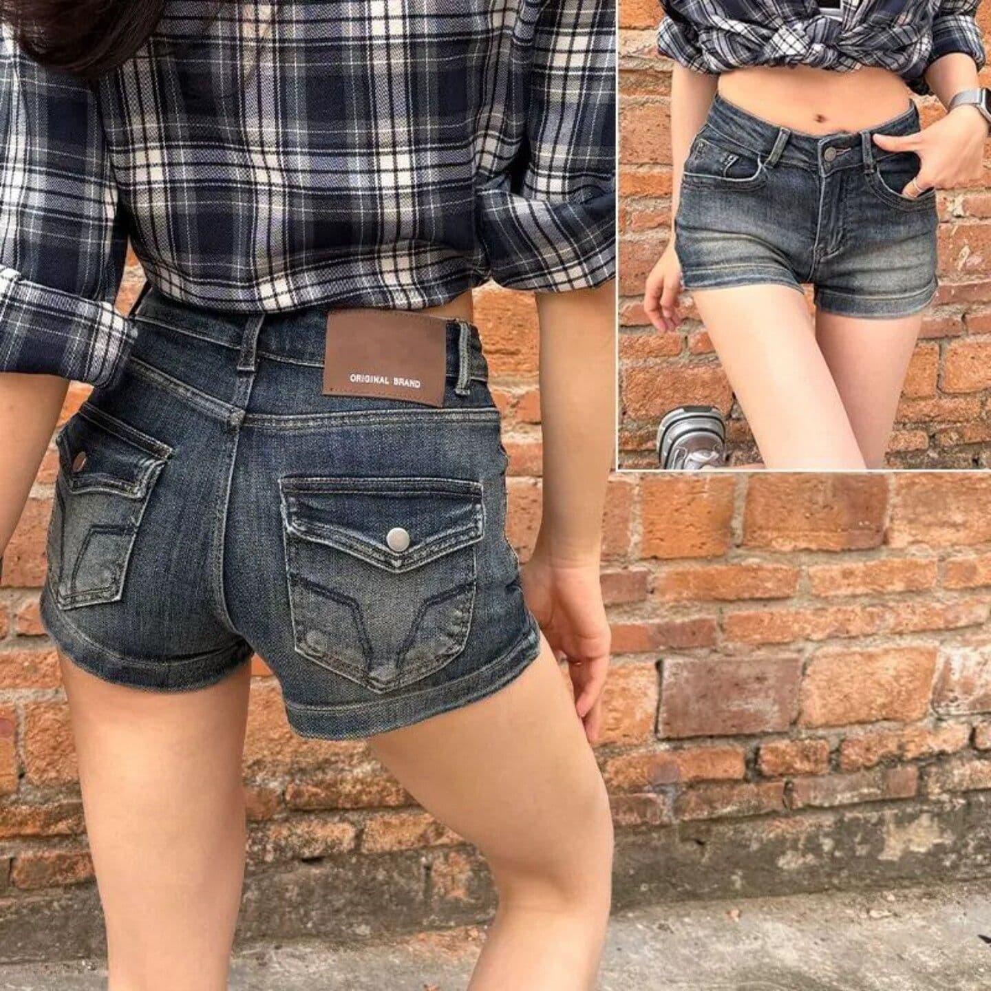 아메리칸 높음 거리 마 오래된 데님 반바지 여성 디자인 센스 자수 로우 웨이스트 몸매 가꾸기 슬림해 보이는 신축성 스트레이트 넓은 다리 핫 바지 상세 이미지 5