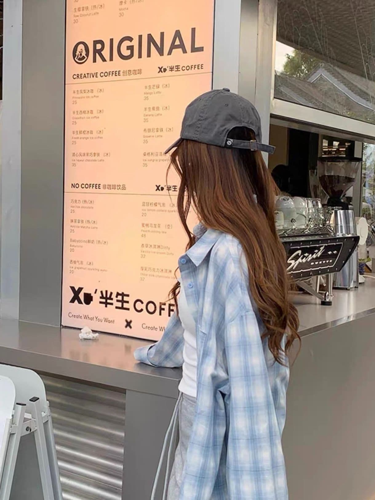 한 부서 느긋한 파란색 체크무늬 여성 셔츠 봄 가을 새로운 작은 키 연령 감소 학생 외부 가져 가라. 슬림해 보이는 맨위 재킷 상세 이미지 3