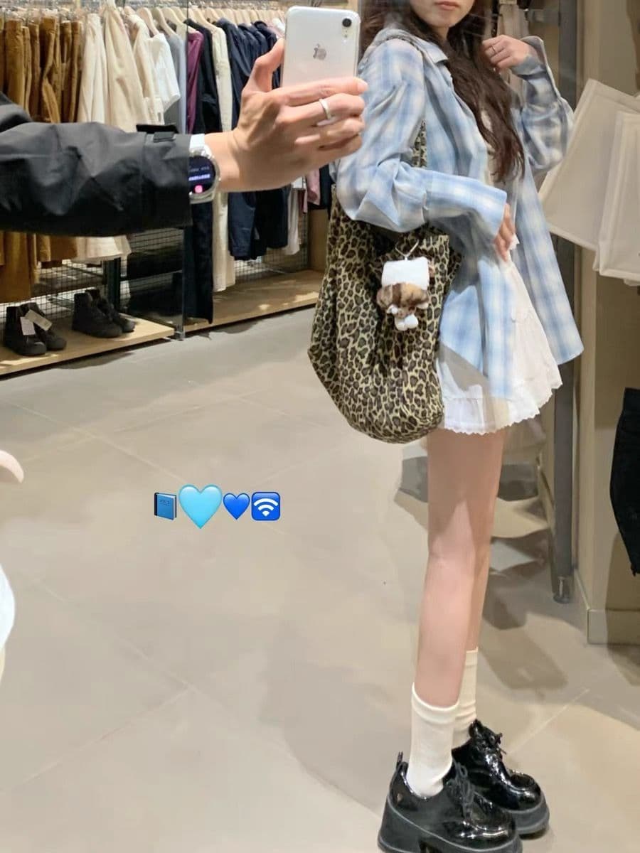 한 부서 느긋한 파란색 체크무늬 여성 셔츠 봄 가을 새로운 작은 키 연령 감소 학생 외부 가져 가라. 슬림해 보이는 맨위 재킷 상세 이미지 6