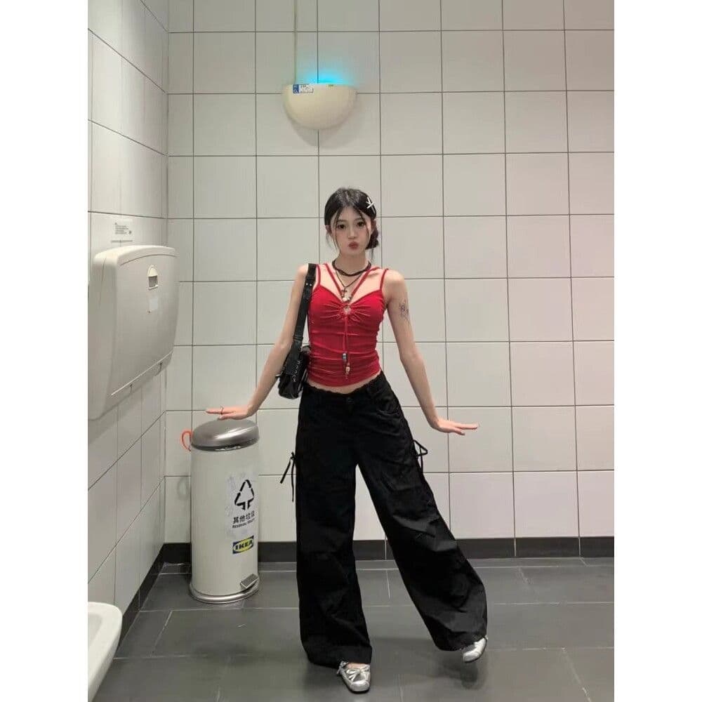 나비 체인 백리스 행침 목 작은 슬링 조끼 여성 순수한 욕망 섹시함 다용도 아모이 인사이드 가져 가라. 핫걸 아름다움 뒤쪽에 의류 이미지 2
