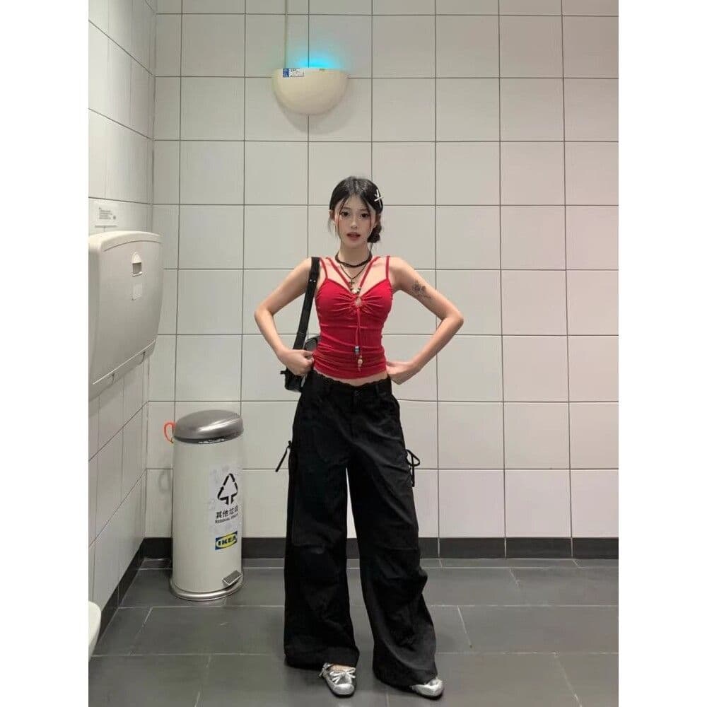 나비 체인 백리스 행침 목 작은 슬링 조끼 여성 순수한 욕망 섹시함 다용도 아모이 인사이드 가져 가라. 핫걸 아름다움 뒤쪽에 의류 이미지 4