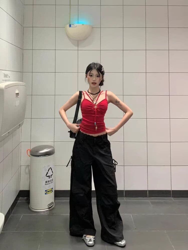 나비 체인 백리스 행침 목 작은 슬링 조끼 여성 순수한 욕망 섹시함 다용도 아모이 인사이드 가져 가라. 핫걸 아름다움 뒤쪽에 의류 상세 이미지 3