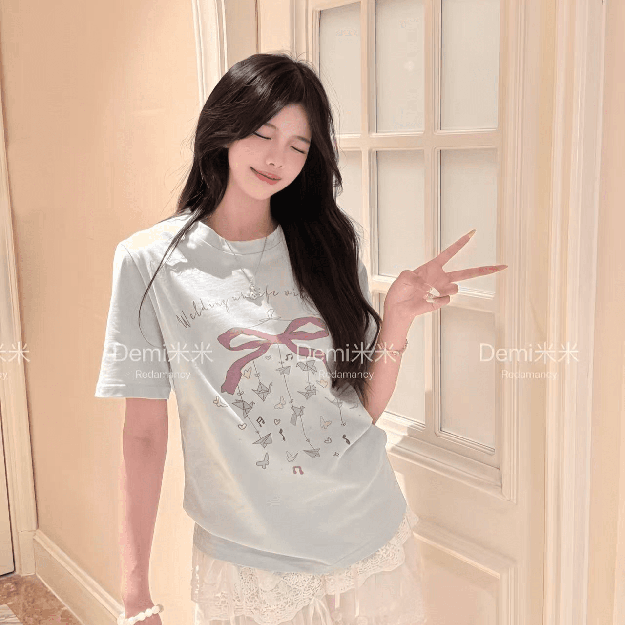 순면 230g 삼색 워터 마크 프린트 반팔 티셔츠 ins 새로운 다용도 순면 맨위 캐주얼 다용도 한국 스타일