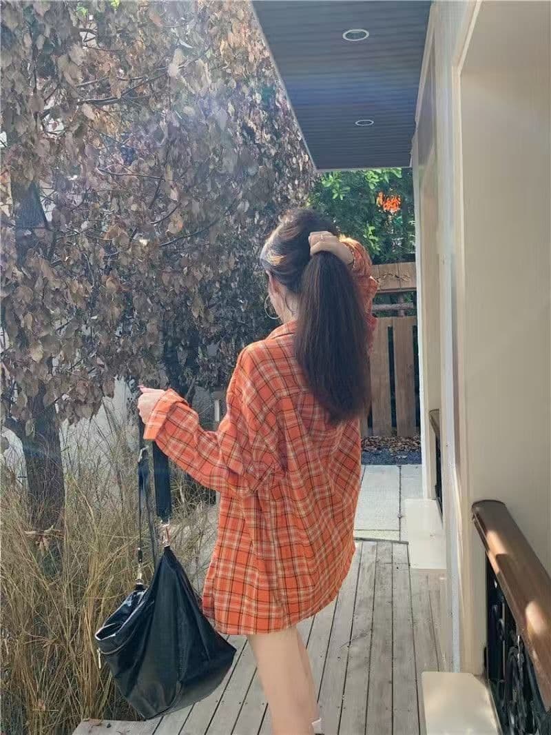 아메리칸 조수 브랜드 봄 새로운 한 부서 레트로 체크무늬 긴팔 셔츠 커플 루즈핏 다용도 셔츠 여성 상세 이미지 7