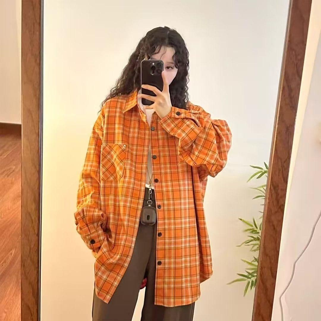 아메리칸 레트로 체크무늬 디자인 센스 자외선 차단 긴팔 셔츠 여름 새로운 품격 몸매 가꾸기 슬림해 보이는 루즈핏 맨위 여성 이미지 2