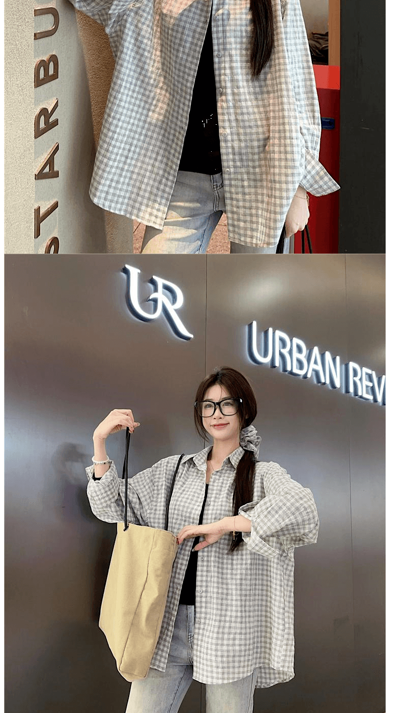 벨트 머리카락 서클 한 부서 품격 긴팔 여성 셔츠 봄 가을 디자인 센스 캐주얼 다용도 슬림해 보이는 체크무늬 재킷 상세 이미지 8