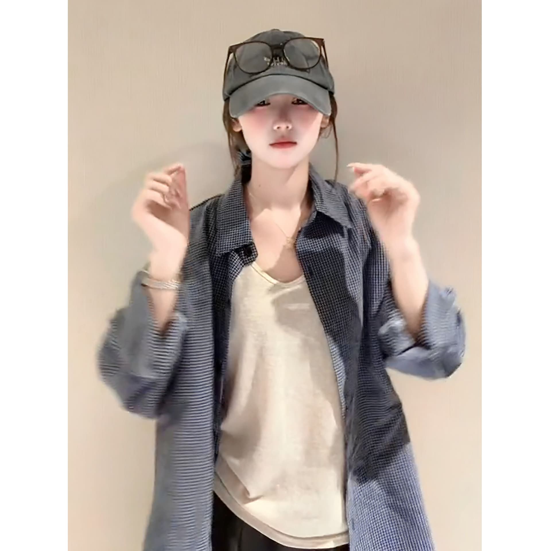 원본 원단 벨트 머리카락 서클 한 부서 느긋한 스타일 여성 셔츠 2026 새로운 패션 신선함 다용도 셔츠 이미지 3