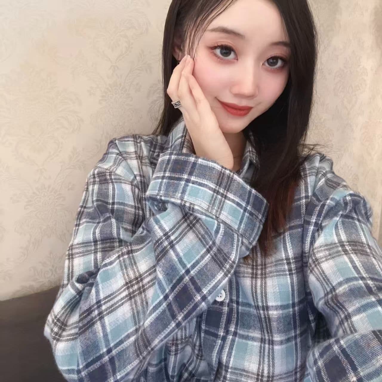 아메리칸 레트로 파란색 격자 무늬 셔츠 작은 대중 여성 코트 작은 키 2026 새로운 봄 가을 체크무늬 셔츠 루즈핏