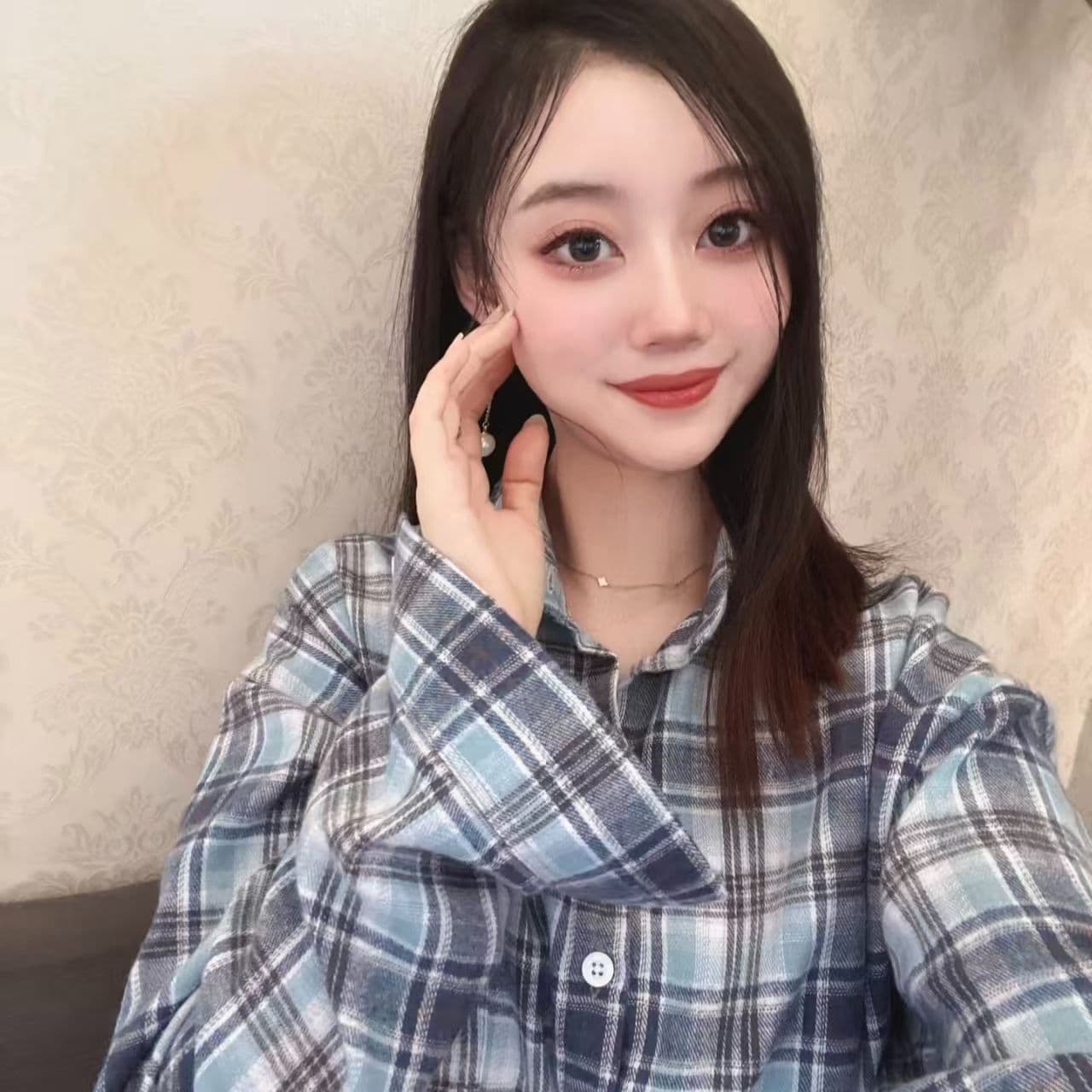 아메리칸 레트로 파란색 격자 무늬 셔츠 작은 대중 여성 코트 작은 키 2026 새로운 봄 가을 체크무늬 셔츠 루즈핏 상세 이미지 2