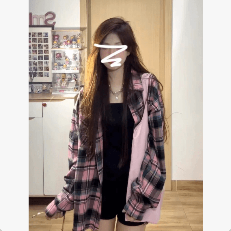 2026 새로운 아메리칸 레트로 격자 무늬 셔츠 여성 코트 조기 봄 oversize 긴팔 자외선 차단 작은 대중 맨위 이미지 2