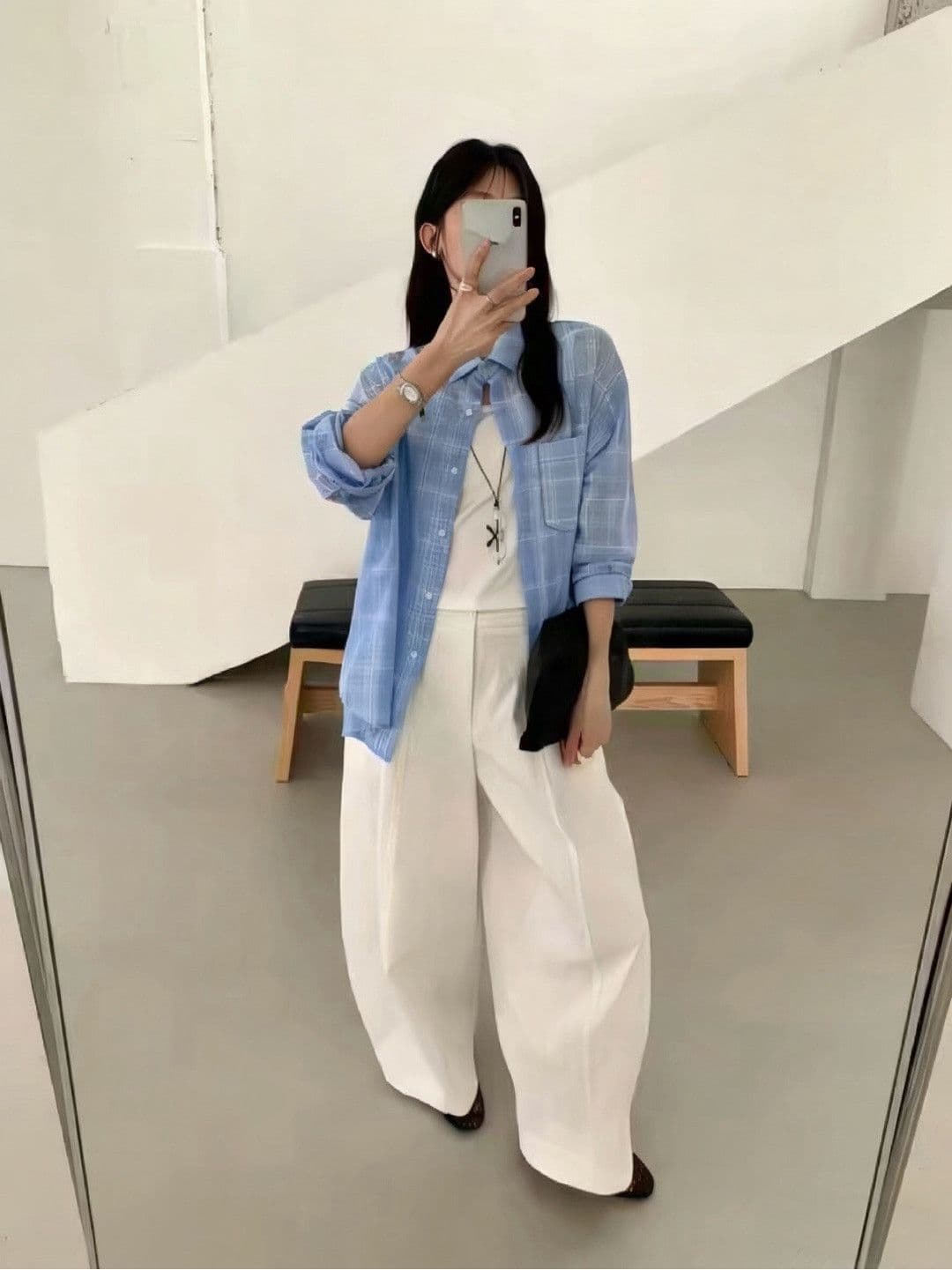 면 100% 원본 원단 아메리칸 체크무늬 여성 셔츠 봄 가을 패션 레트로 루즈핏 한국 스타일 캐주얼 체크무늬 긴팔 상세 이미지 4