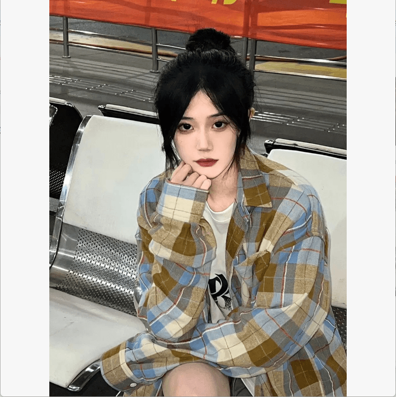 일본식 레트로 체크무늬 셔츠 외출용 여성 2026 새로운 홍콩 느낌 chic 루즈핏 캐주얼 커플 섹션 셔츠 이미지 4