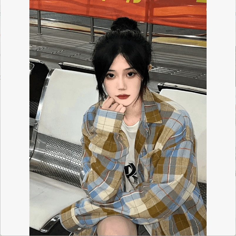일본식 레트로 체크무늬 셔츠 외출용 여성 2026 새로운 홍콩 느낌 chic 루즈핏 캐주얼 커플 섹션 셔츠 이미지 2