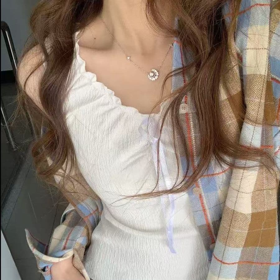 2026 이른 가을 문예 레트로 녹색 격자 무늬 셔츠 외출용 여성 루즈핏 캐주얼 슬림해 보이는 커플 섹션 셔츠 오픈 가디건 이미지 2