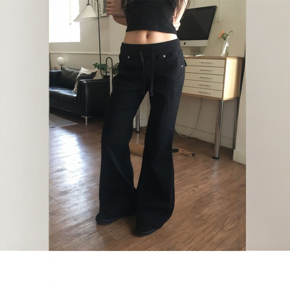 달콤함 소녀 한 스타일 일상 다용도 펌프 로프 부츠컷 캐주얼 바지 이미지 2