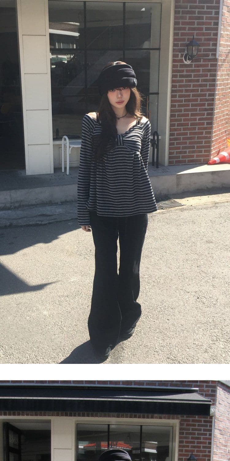 달콤함 소녀 한 스타일 일상 다용도 펌프 로프 부츠컷 캐주얼 바지 상세 이미지 11