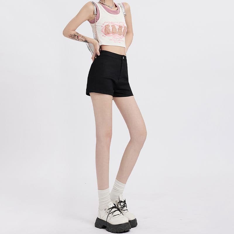 봄 여름 새로운 캐주얼 한국 스타일 하이웨이스트 데님 반바지 여성 슬림해 보이는 디스플레이 높음 한 마디 스트레이트 데님 반바지 트렌디 이미지 3