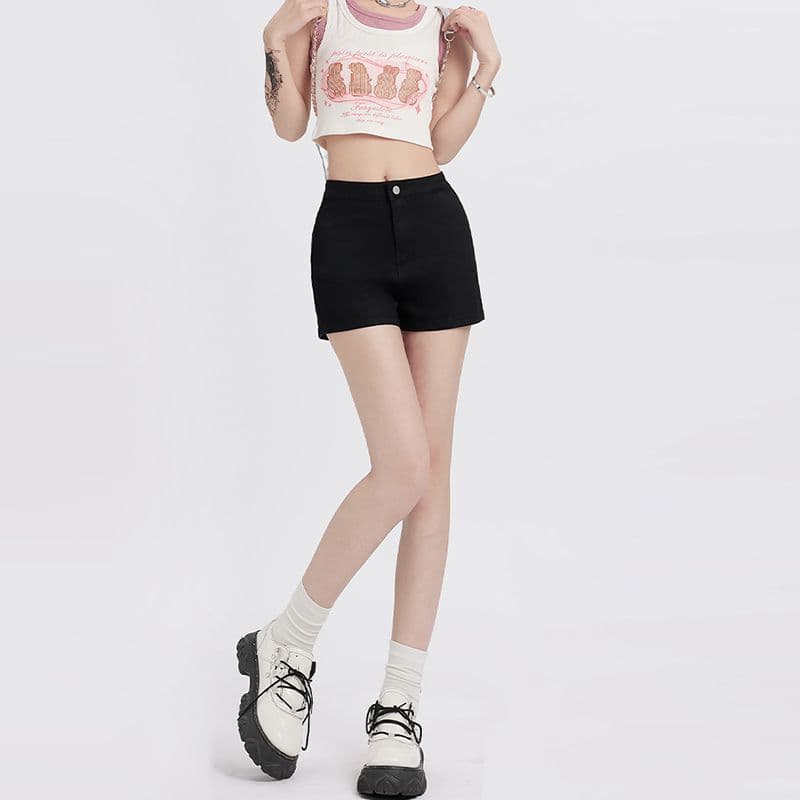 봄 여름 새로운 캐주얼 한국 스타일 하이웨이스트 데님 반바지 여성 슬림해 보이는 디스플레이 높음 한 마디 스트레이트 데님 반바지 트렌디 이미지 2