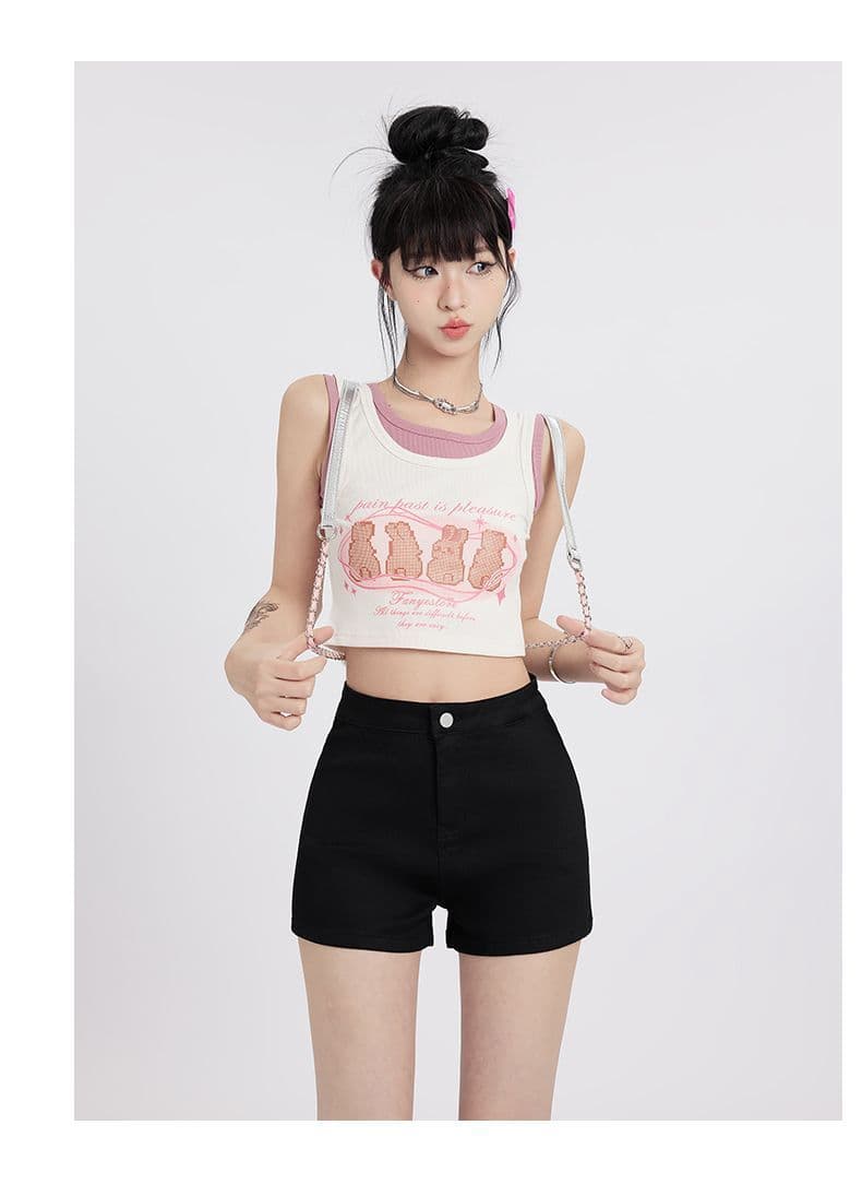 봄 여름 새로운 캐주얼 한국 스타일 하이웨이스트 데님 반바지 여성 슬림해 보이는 디스플레이 높음 한 마디 스트레이트 데님 반바지 트렌디 상세 이미지 3