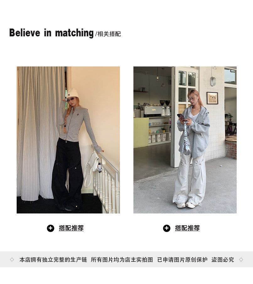 아메리칸 높음 거리 캐주얼 파괴 칼 절단 모통이 칼 디자인 센스 청바지 작은 대중 vibe 스트레이트 도루 센스 롱 바지 상세 이미지 2
