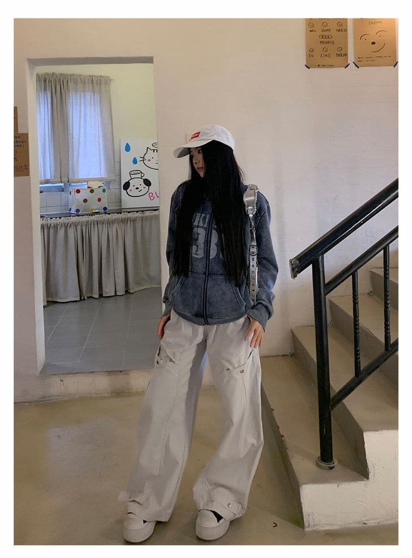 아메리칸 높음 거리 캐주얼 파괴 칼 절단 모통이 칼 디자인 센스 청바지 작은 대중 vibe 스트레이트 도루 센스 롱 바지 상세 이미지 15