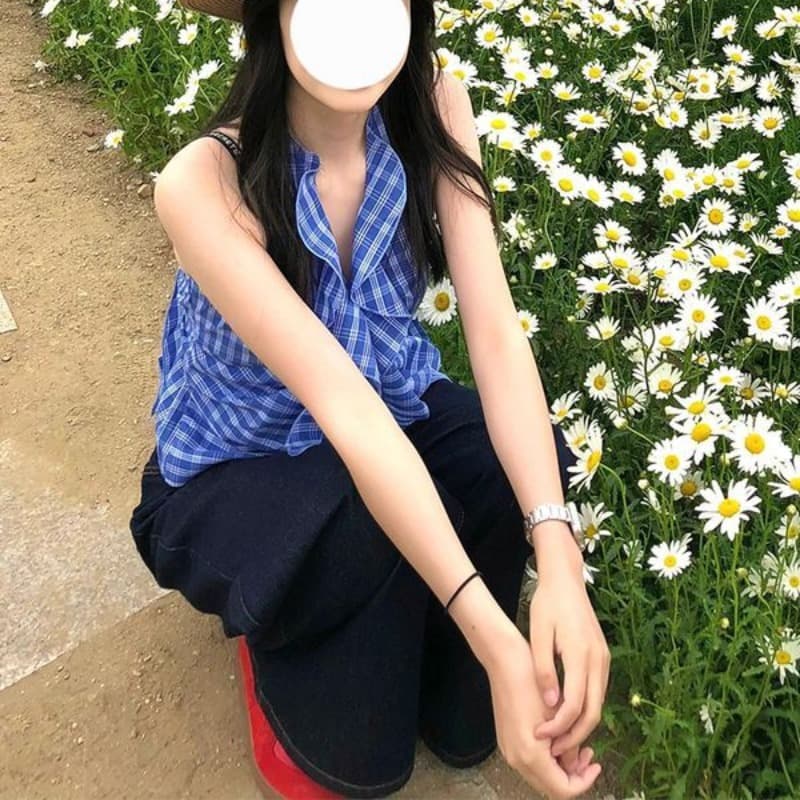 미니멀리즘 레트로 진한 파란색 하이웨이스트 넓은 다리 청바지 여성 여름 새로운 달콤한 자매 루즈핏 슬림해 보이는 바닥 청소 롱 바지 이미지 5