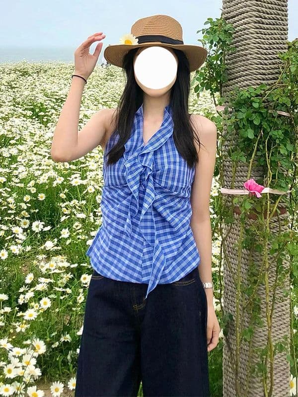 미니멀리즘 레트로 진한 파란색 하이웨이스트 넓은 다리 청바지 여성 여름 새로운 달콤한 자매 루즈핏 슬림해 보이는 바닥 청소 롱 바지 상세 이미지 8