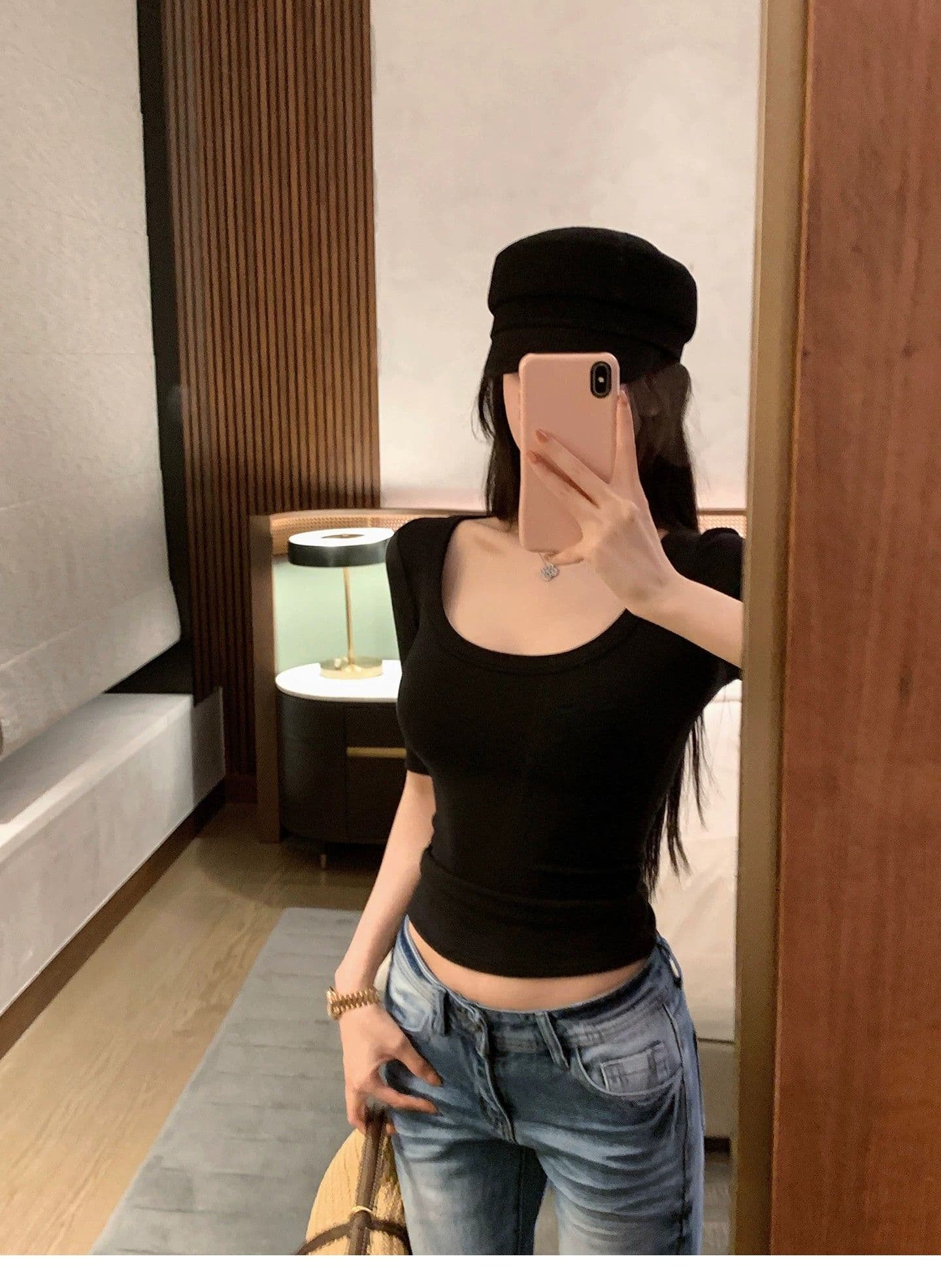 아메리칸 레트로 로우 웨이스트 부츠컷 청바지 여성 봄 가을 마 오래된 몸매 가꾸기 슬림해 보이는 디자인 센스 워싱 핫걸 바닥 청소 바지 상세 이미지 7
