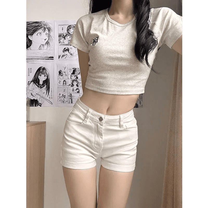 화이트 로우 웨이스트 데님 반바지 여성 2026 여름 슬림해 보이는 다용도 스트레이트 핫걸 뜨거운 바지 ins 트렌디 상세 이미지 4