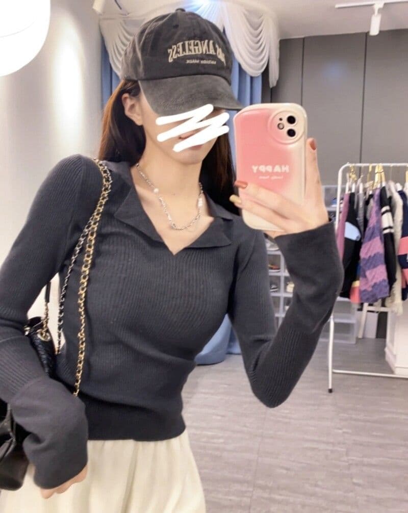 프랑스식 POLO 칼라 긴팔 니트 스웨터 여성 가을 의상 디자인 센스 순수한 욕망 스웨터 기본 셔츠 유럽 상품 맨위 ins 트렌디 상세 이미지 9