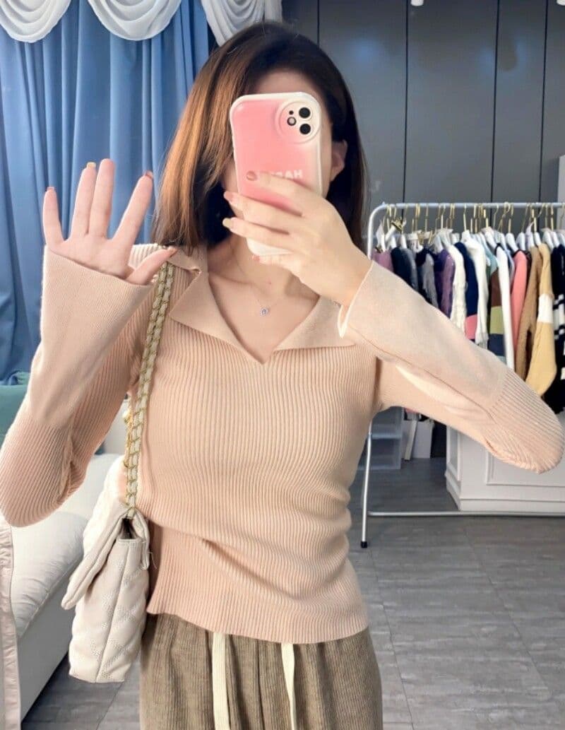 프랑스식 POLO 칼라 긴팔 니트 스웨터 여성 가을 의상 디자인 센스 순수한 욕망 스웨터 기본 셔츠 유럽 상품 맨위 ins 트렌디 상세 이미지 10