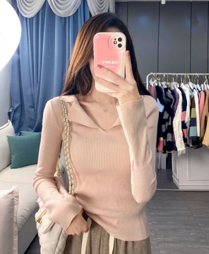 프랑스식 POLO 칼라 긴팔 니트 스웨터 여성 가을 의상 디자인 센스 순수한 욕망 스웨터 기본 셔츠 유럽 상품 맨위 ins 트렌디 상세 이미지 13