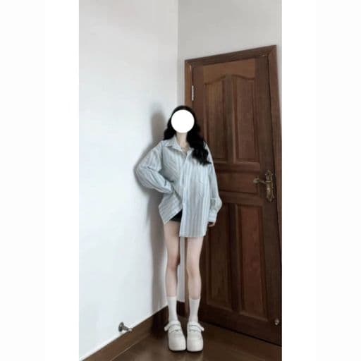 한 부서 품격 블루 화이트 스트라이프 셔츠 여자 외출용 조기 가을 새로운 루즈핏 다용도 자외선 차단 셔츠 여성 코트 상세 이미지 6
