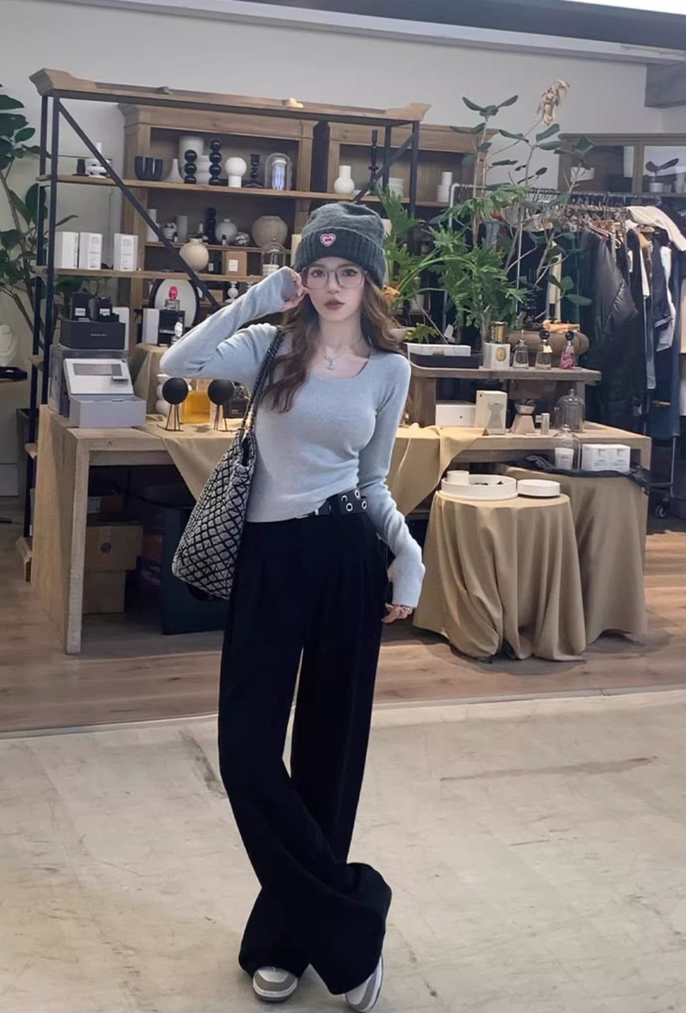 가을 새로운 긴팔 니트 스웨터 여성 몸매 가꾸기 인사이드 가져 가라. 광장 칼라 기본 셔츠 가을 겨울 고급 센스 맨위 이미지 3