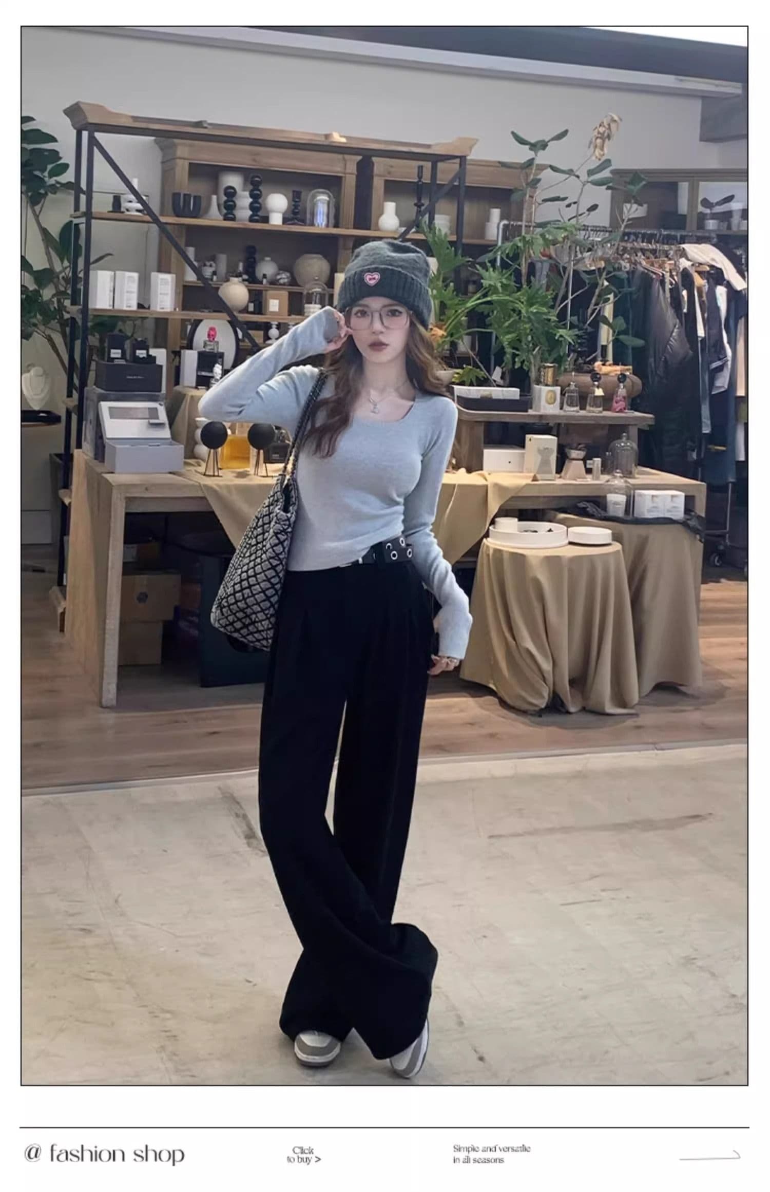 가을 새로운 긴팔 니트 스웨터 여성 몸매 가꾸기 인사이드 가져 가라. 광장 칼라 기본 셔츠 가을 겨울 고급 센스 맨위 상세 이미지 2