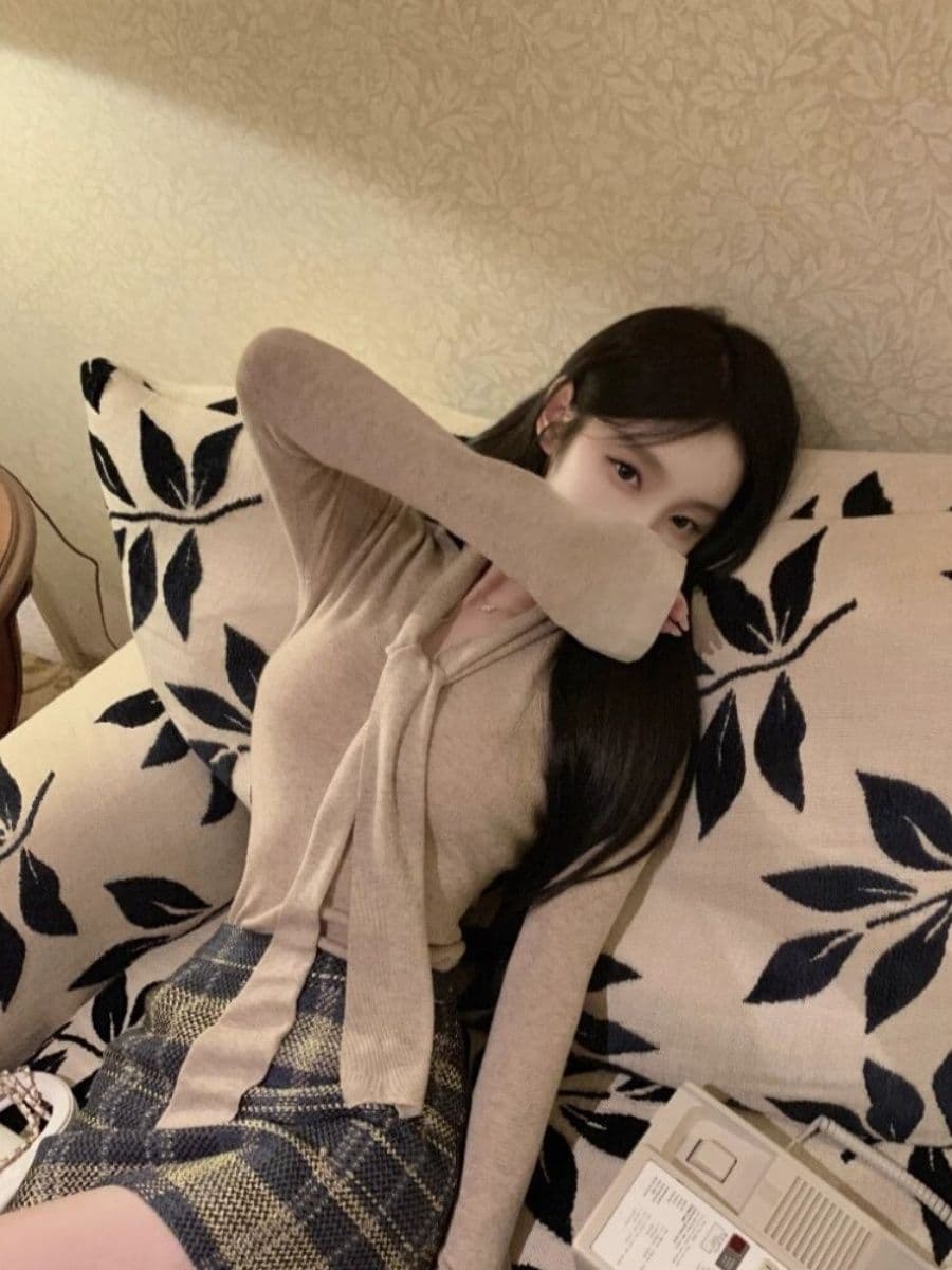 프랑스식 품격 리본 V넥 양모 니트 스웨터 여성 가을 겨울철 핫걸 몸매 가꾸기 인사이드 잡아라. 의류