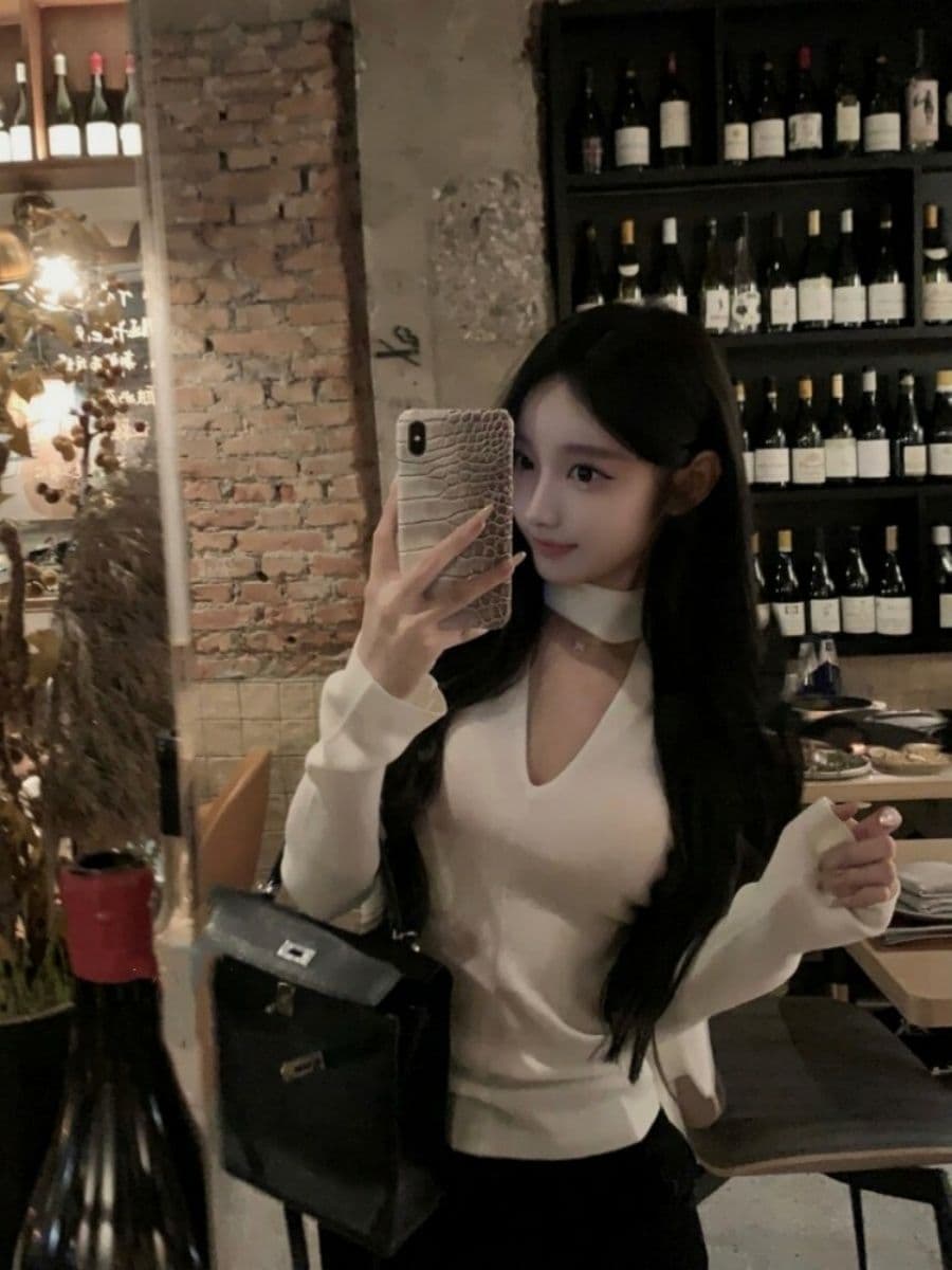 프랑스식 품격 리본 V넥 양모 니트 스웨터 여성 가을 겨울철 핫걸 몸매 가꾸기 인사이드 잡아라. 의류 상세 이미지 2