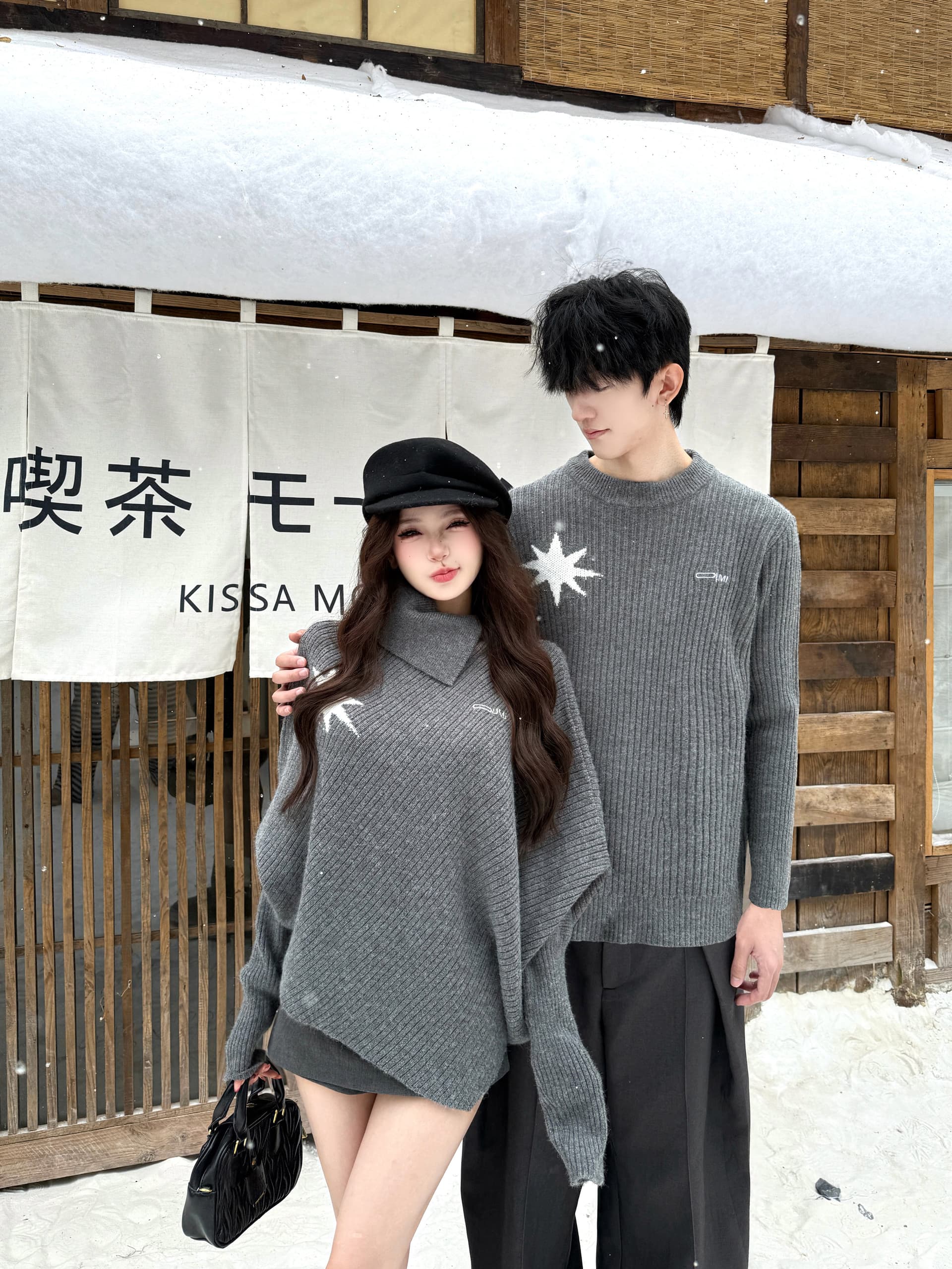 실사 커플룩 가을 겨울 의류 두꺼운 망토 스웨터 풀오버 여성 니트 스웨터 남자 있음 선적 이미지 2