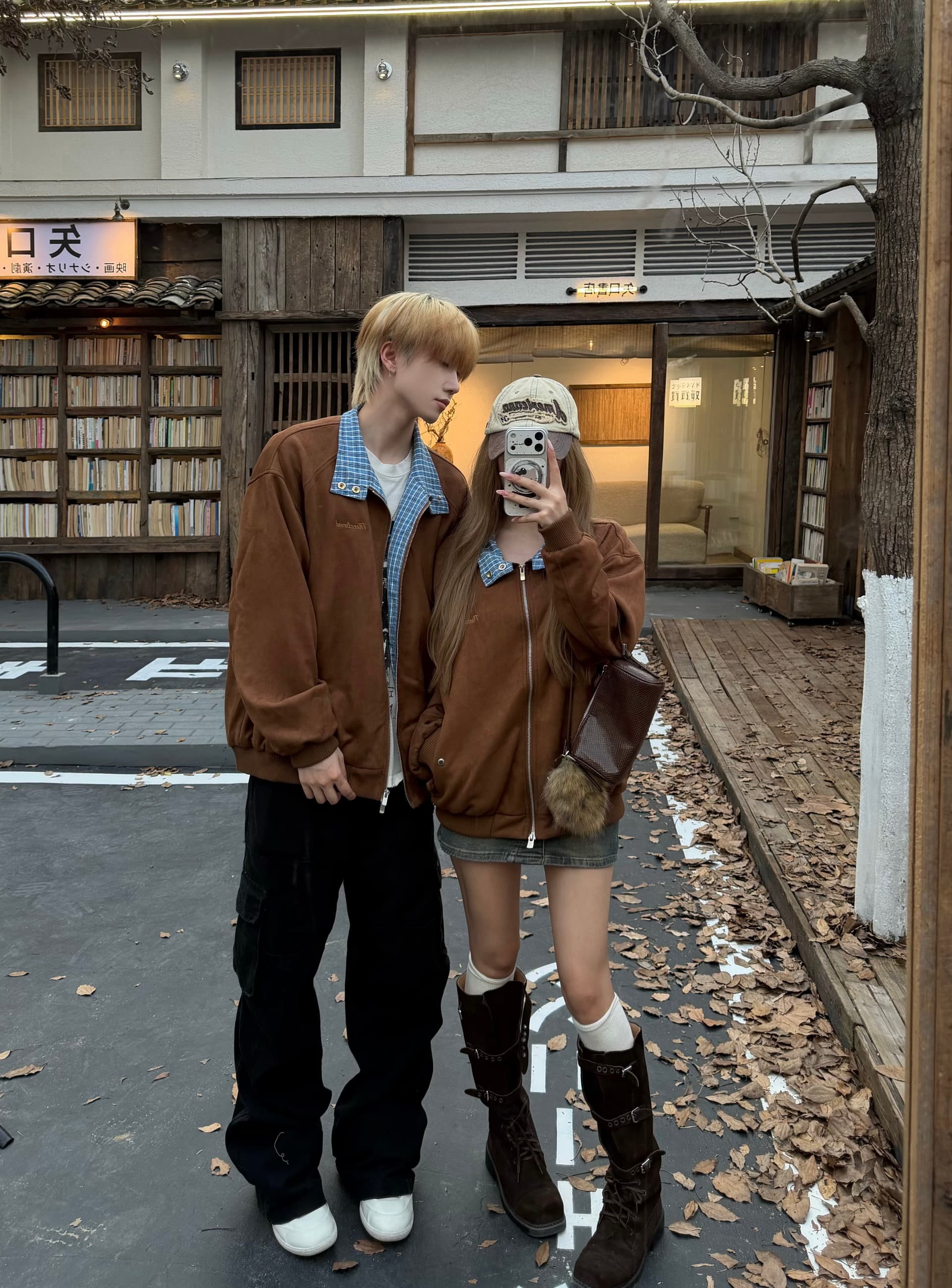 커플룩 가을 겨울 체크무늬 패치워크 스웨이드 원단 여성 코트 2026 가을 야구 유니폼 캐주얼 재킷 있음 선적 상세 이미지 4