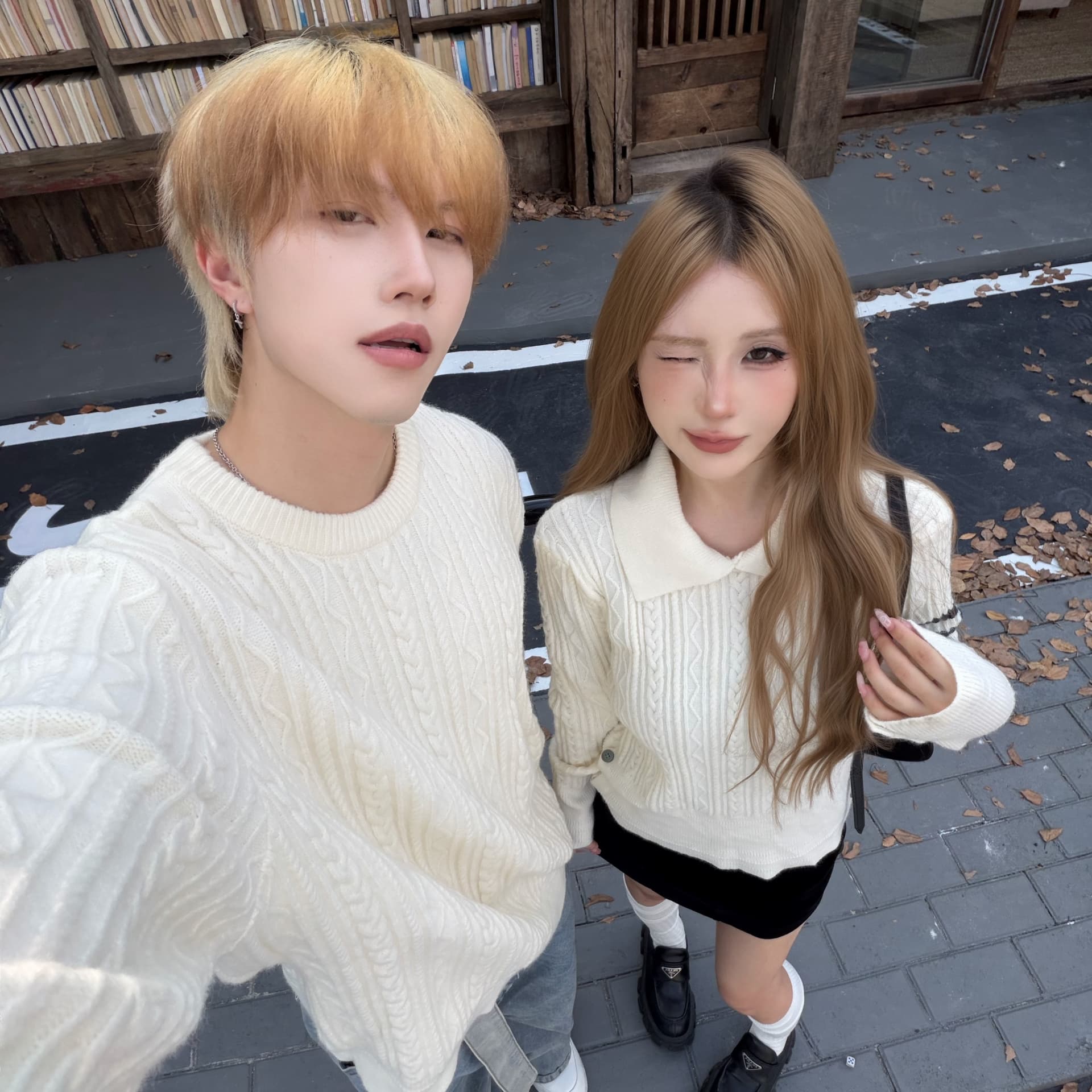 실사 커플룩 가을 겨울 의류 두꺼운 스웨터 풀오버 여성 니트 스웨터 남자 있음 선적 이미지 6