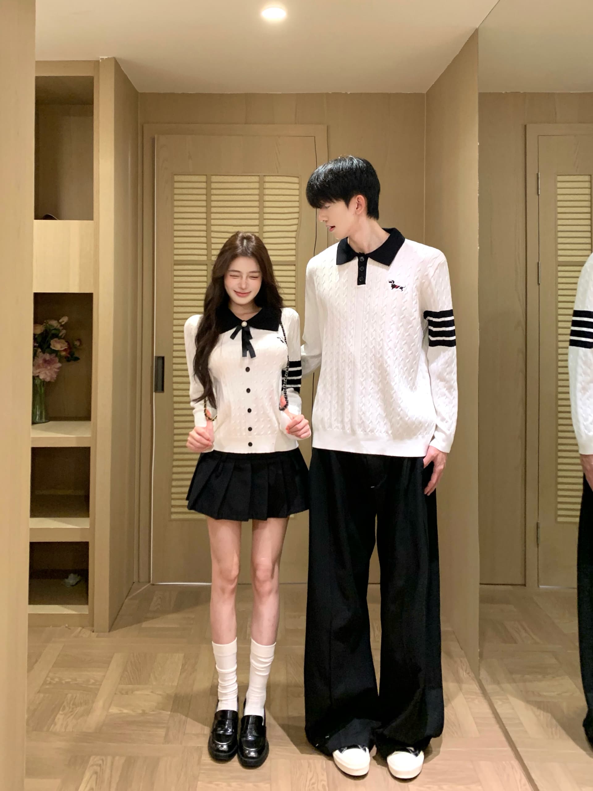 실사 커플룩 가을 겨울 의류 몸매 가꾸기 슬림해 보이는 니트 스웨터 오픈 가디건 스웨터 남자 있음 선적 이미지 2