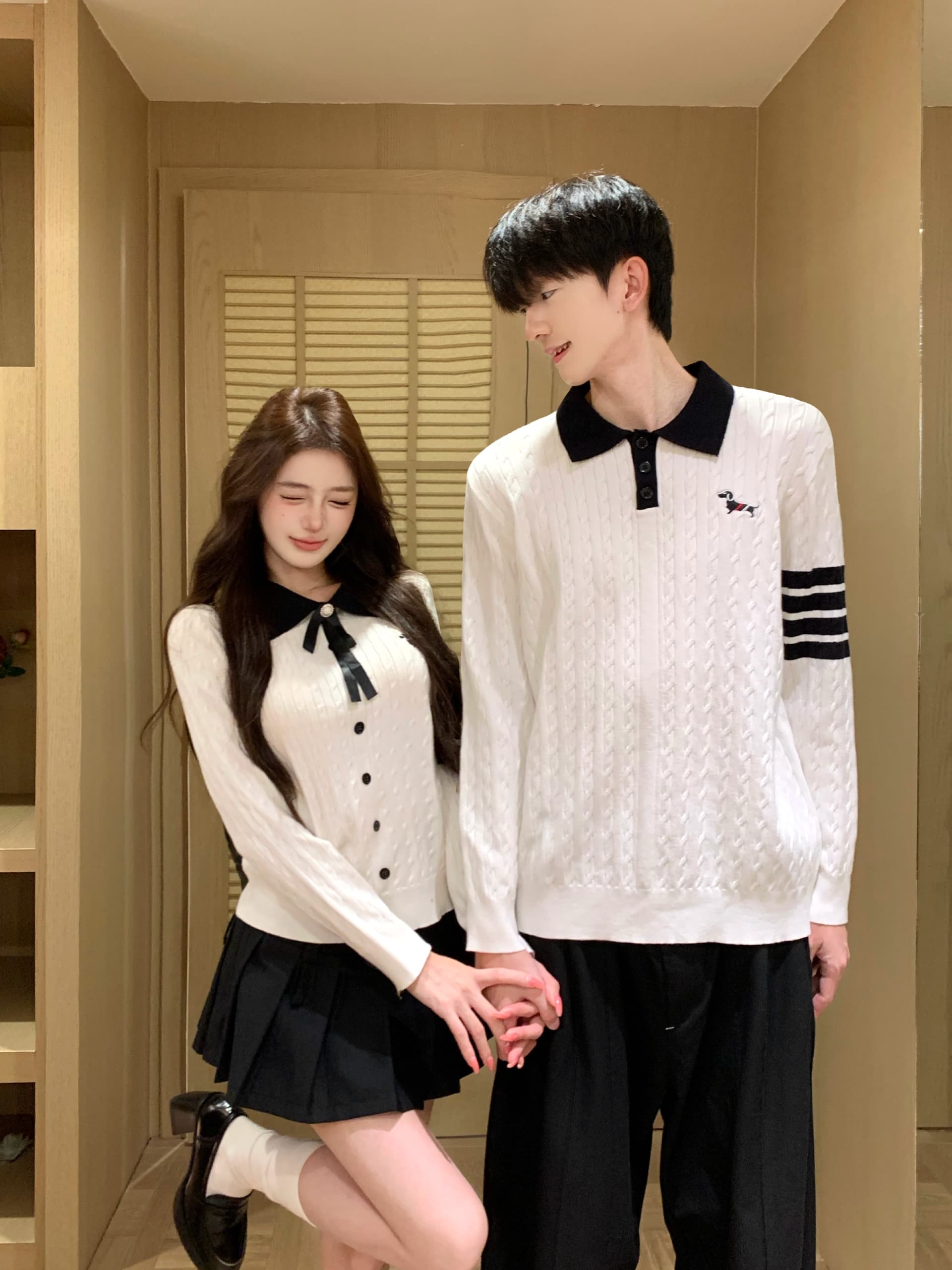 실사 커플룩 가을 겨울 의류 몸매 가꾸기 슬림해 보이는 니트 스웨터 오픈 가디건 스웨터 남자 있음 선적 이미지 3