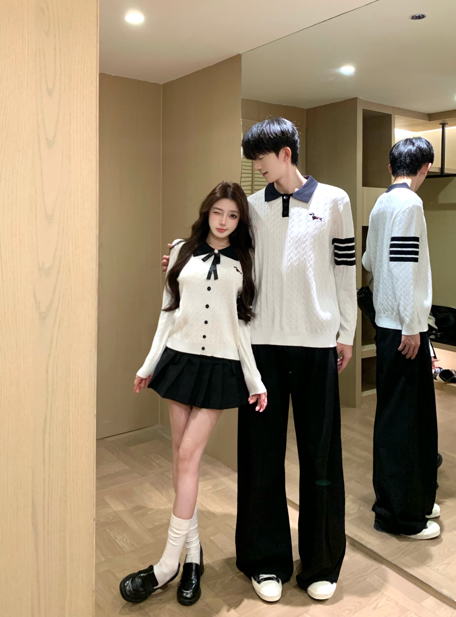 실사 커플룩 가을 겨울 의류 몸매 가꾸기 슬림해 보이는 니트 스웨터 오픈 가디건 스웨터 남자 있음 선적 상세 이미지 4
